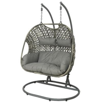 (R) Egg chair hangstoel Palermo lichtgrijs 196 cm