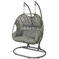 (R) Egg chair hangstoel Palermo lichtgrijs 196 cm - thumbnail