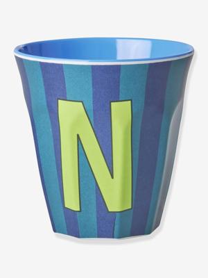 Gestreepte melamine mok LETTER N rice, medium 250 ml meerkleurig