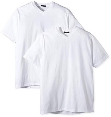 2-pack heren American T-Shirts v-hals - Wijde heren ondershirts - Stevige katoenen kwaliteit - 100% katoen wit
