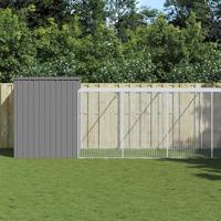 Hondenhok met ren 214x865x181 cm staal lichtgrijs - thumbnail