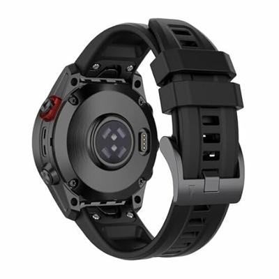 By Qubix - Siliconen sportbandje - Zwart - Compatible met Garmin Quatix 8-51mm - Compatible Garmin bandje