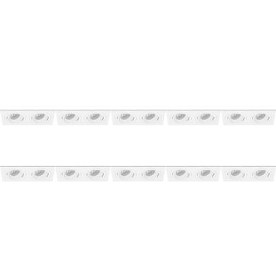 Kantelbare Dubbele Inbouwspot GU10 - 10 Pack - Wit Aluminium - 175x92mm