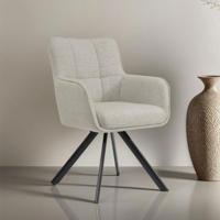 Livingfurn Draaibare Eetkamerstoel 'Tori' kleur Zand - thumbnail