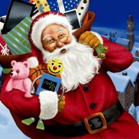Duni servetten santa with toys 33x33 cm - thumbnail