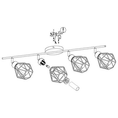 Eglo SpotZapata 1 4-lichts zwart met amberglas - 32767