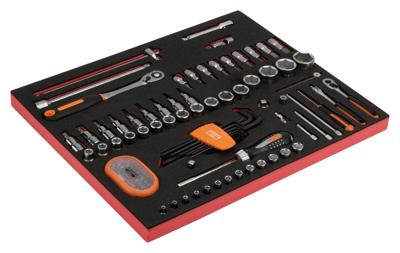 Bahco Fit&Go 3/3 foam inlay met 1/2" en 1/4" doppen | ratelschroevendraaier en bitset - 104-delig - FF1A051