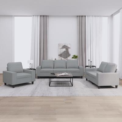 3-delige Loungeset stof lichtgrijs