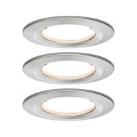 Paulmann Coin Slim LED-inbouwlamp voor badkamer Set van 3 stuks 6 W IP44 IJzer (geborsteld) - thumbnail