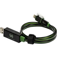 RealPower 185962 LED drijvende kabel 2in1, LED oplaad- en datakabel met micro-USB en Lightning, voor Android smartphones en andere, (zwart/groene LEDs) - thumbnail