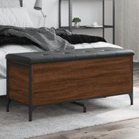 Opbergbankje 102x42x45 cm bewerkt hout bruineikenkleurig - thumbnail