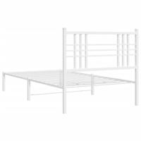 Bedframe met hoofdbord metaal wit 90x200 cm - thumbnail