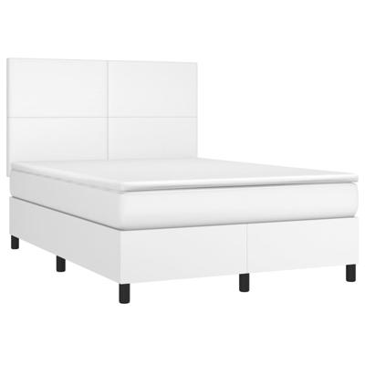 Boxspring met matras kunstleer wit 140x200 cm - thumbnail