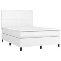 Boxspring met matras kunstleer wit 140x190 cm - thumbnail