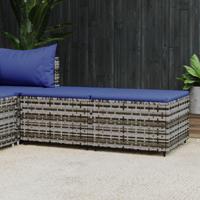 Voetensteunen 2 st met kussens poly rattan grijs - thumbnail