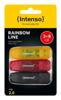 Intenso Rainbow Line USB-stick Retail 8 GB Zwart, Rood, Geel 3502463 USB-A 2.0 - thumbnail