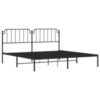 Bedframe met hoofdbord metaal zwart 193x203 cm - thumbnail