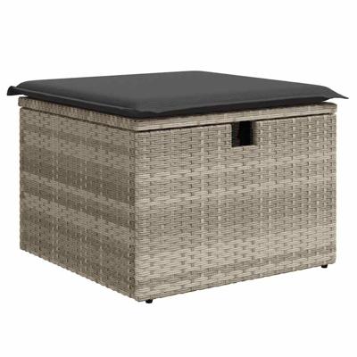 4-delige Loungeset met kussens poly rattan lichtgrijs - thumbnail
