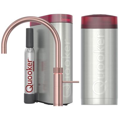 Quooker Fusion Round Keukenkraan Set - Kokend Warm- en Koud Water - Rosé Koper - Inclusief COMBI Reservoir & CUBE - Direct Gekoeld Bruisend Water