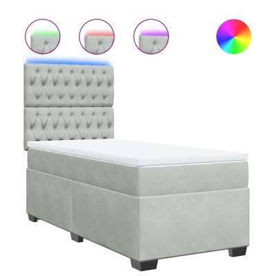 Boxspring met matras fluweel lichtgrijs 90x190 cm