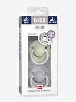 Set van 2 BIBS De Lux siliconen spenen amandelgroen + wolkengrijs - thumbnail