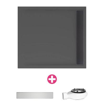 Douchevloer Xenz Easy Tray | 90x90 cm | Incl.Gootcover en Afvoersifon | Acryl | Vierkant | Zwart mat