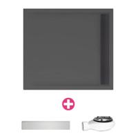 Douchevloer Xenz Easy Tray | 90x90 cm | Incl.Gootcover en Afvoersifon | Acryl | Vierkant | Zwart mat - thumbnail