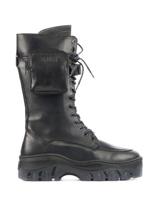 Bronx Dames Enkellaarsjes in Leder (Zwart) - thumbnail