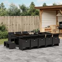 15-delige Tuinset met kussens poly rattan zwart - thumbnail