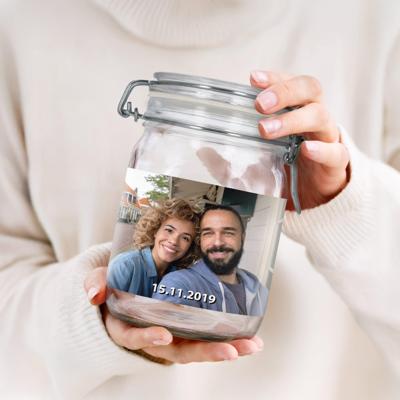 Glazen pot met deksel personaliseren - 1l Glazen pot met deksel personaliseren - 1l