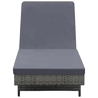 Ligbed met wielen en kussen poly rattan antraciet - thumbnail