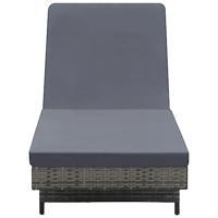 Ligbed met wielen en kussen poly rattan antraciet - thumbnail