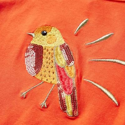 Kindershirt met lange mouwen vogelprint 92 donkeroranje - thumbnail