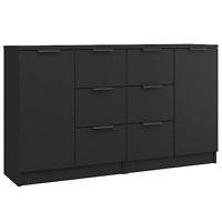Dressoirs 2 st 60x30x70 cm bewerkt hout zwart - thumbnail