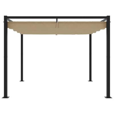 VidaXL Prieel met uittrekbaar dak 3x3 m staal taupe