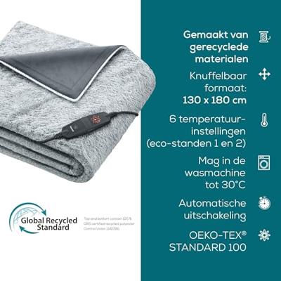 Beurer HD 75 Nordic Grey Green Planet Warmtedeken Grijs Beurer HD 75 Nordic Grey Green Planet Warmtedeken Grijs