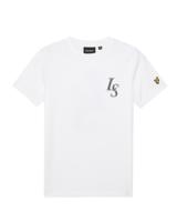 Lyle & Scott zomer t-shirt jongens - wit - Monogram print - thumbnail