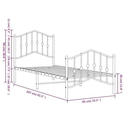 Bedframe met hoofd- en voeteneinde metaal zwart 80x200 cm Bedframe met hoofd- en voeteneinde metaal zwart 80x200 cm