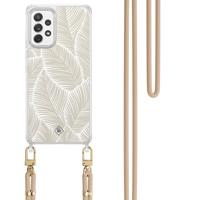 Samsung Galaxy A52(s) hoesje met beige koord - Palm leaves beige - thumbnail