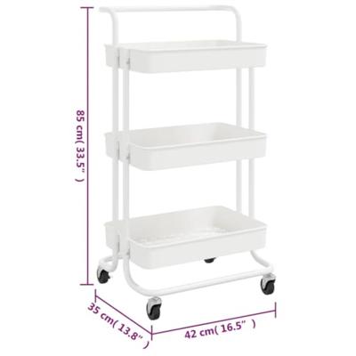 VidaXL Keukentrolley 3-laags 42x35x85 cm ijzer en abs wit