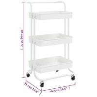 VidaXL Keukentrolley 3-laags 42x35x85 cm ijzer en abs wit - thumbnail