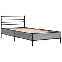 Bedframe bewerkt hout en metaal grijs sonoma eiken 75x190 cm - thumbnail