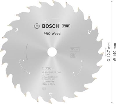 Bosch Accessoires Cirkelzaagblad ACCU Standard for Wood 140x12.7x1.5/1.0x24T - 2608837670 Bosch Accessoires Cirkelzaagblad ACCU Standard for Wood 140x12.7x1.5/1.0x24T - 2608837670