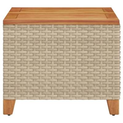 Tuintafel 45x45x37 cm poly rattan en acaciahout beige