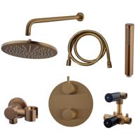 Wiesbaden Inbouw Regendouche Set Caral Rond Muuruitloop Geborsteld Brons Koper - thumbnail