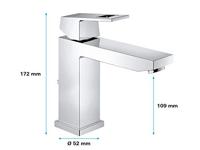 Grohe Eurocube Wastafelkraan Medium Met Waste 28 mm Met Temperatuurbegrenzer Chroom - thumbnail