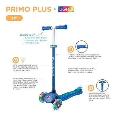 Globber Primo Plus 3-wielstep - blauw - thumbnail