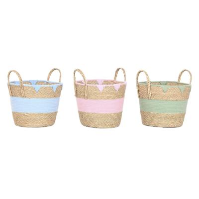 Decoratieve Mand Home ESPRIT Blauw Groen Roze Natuurlijk Zeegras Kinderen (3 Stuks) Decoratieve Mand Home ESPRIT Blauw Groen Roze Natuurlijk Zeegras Kinderen (3 Stuks)