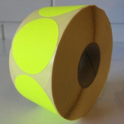 Etiket 50 mm rond fluor geel 1000 rol