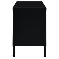 VidaXL Tv-meubel 90x30x44 cm staal en glas zwart - thumbnail